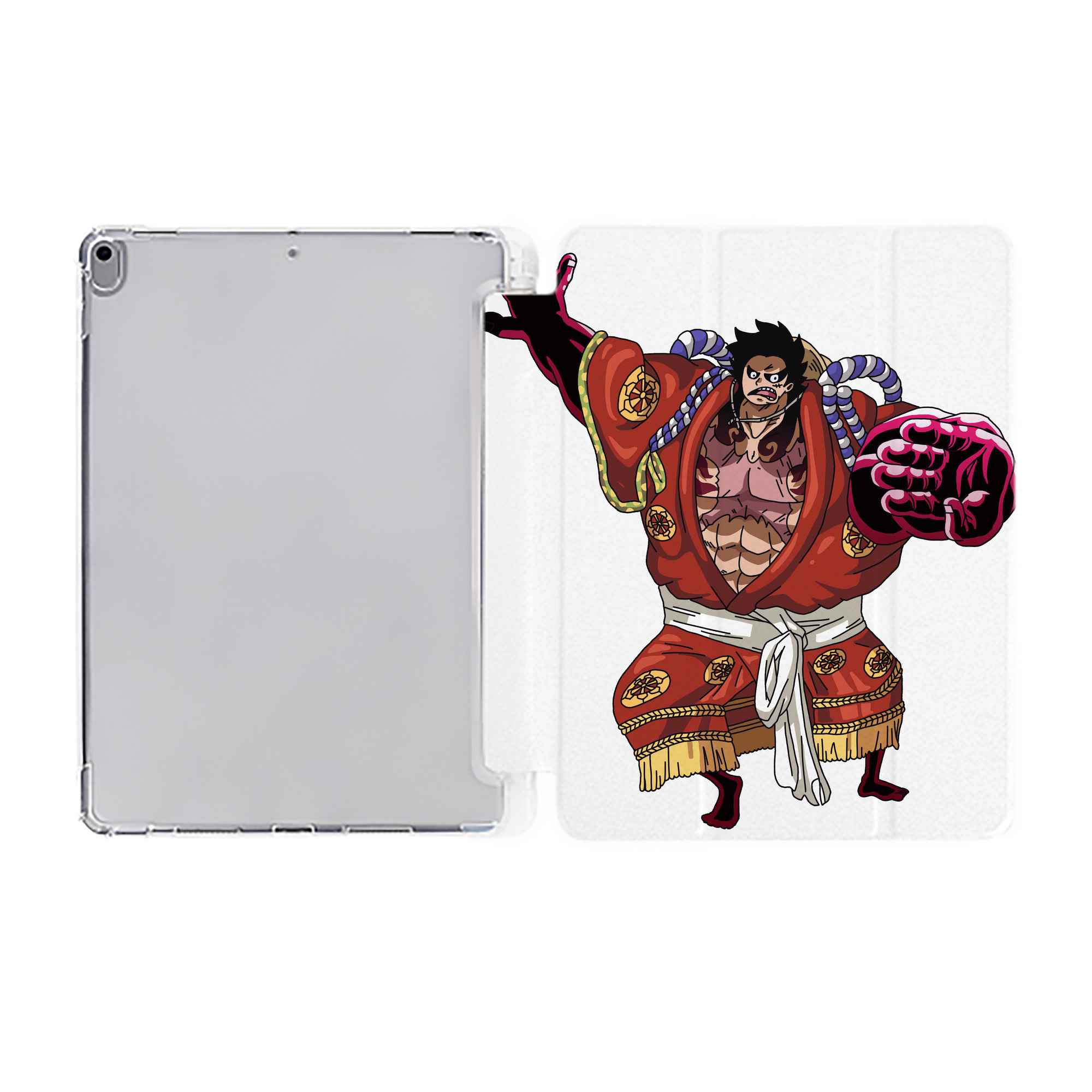 （画像用） ワンピース モンキー・D・ルフィ ONE PIECE Monkey D. Luffy IPad ケース ペン収納付き 三つ折りスタンド PUレザー×シリコン 対応機種9.5/10.5/10.9インチ